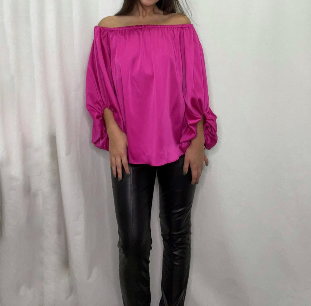 Fuchsia Off The Shoulder Top - Posh Couture