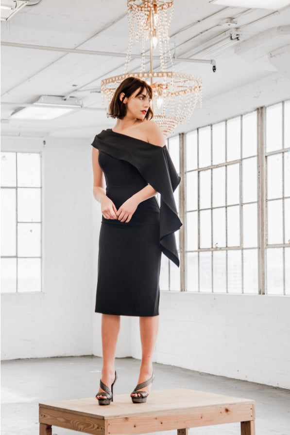 Delilah Cocktail Dress Black - Posh Couture