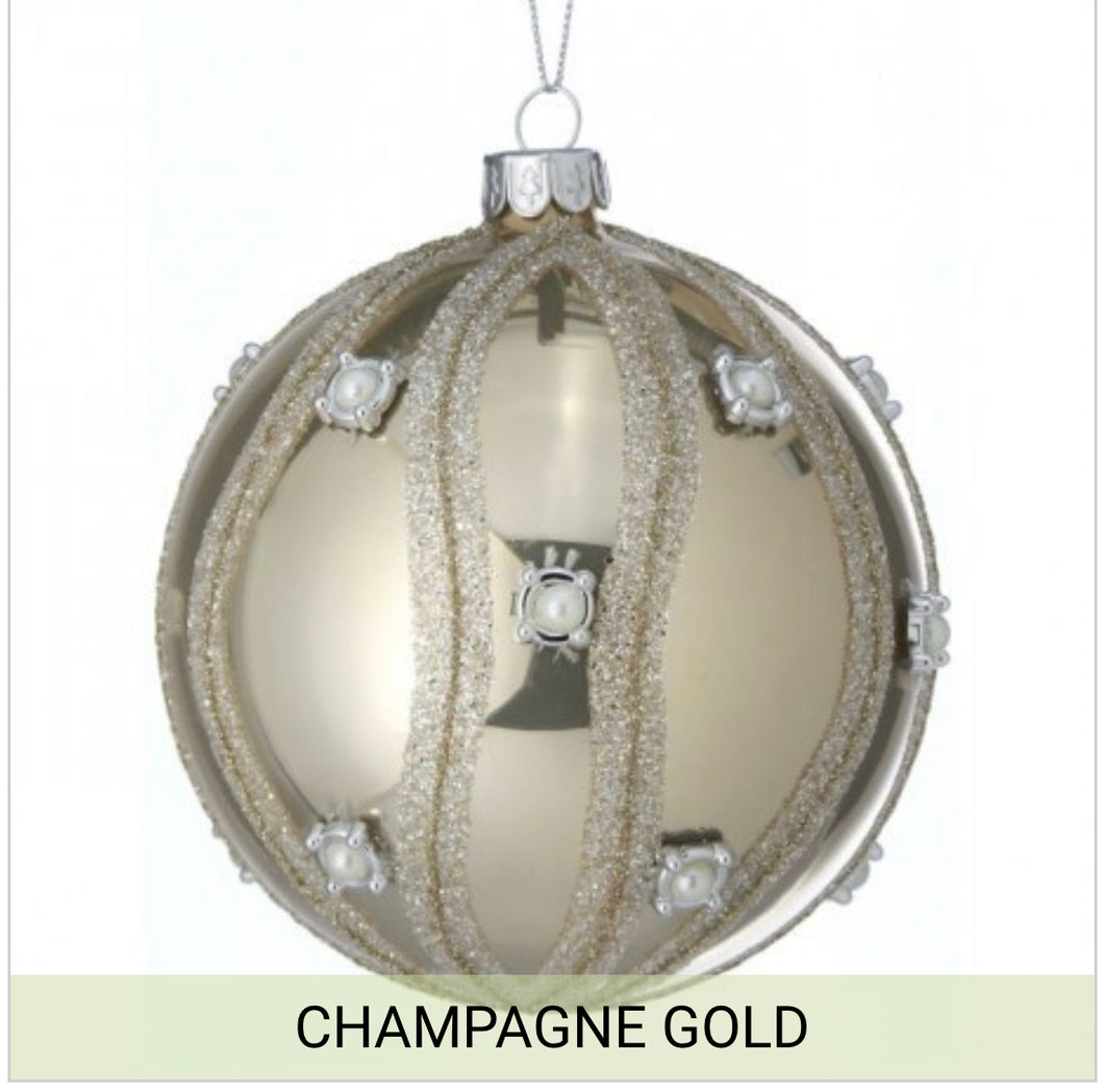 Glass Beaded Pearls Ball Ornament