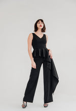 Load image into Gallery viewer, V-Neck Peplum Jumpsuit - Posh Couture: A stylish and elegant jumpsuit with a flattering V-neck and peplum detail.
