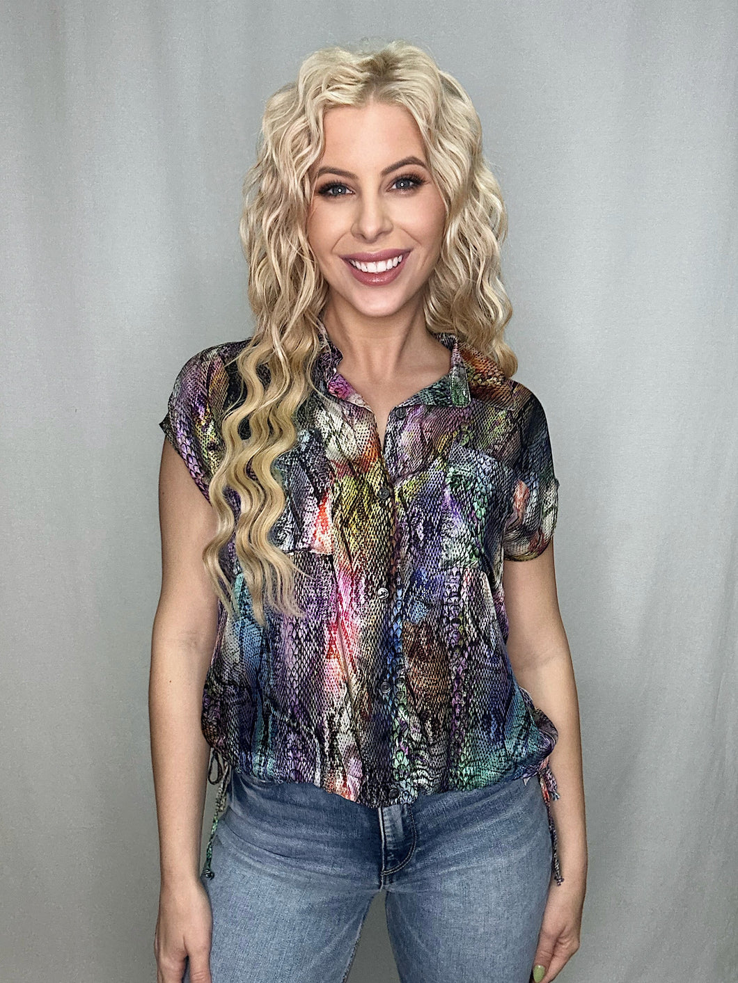 Colorful Python Drawstring Shirt