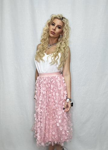 Pink Keelin Flower Lace Skirt - JOH