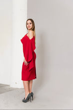 Load image into Gallery viewer, Make a statement in the Delilah Cocktail Dress Red by Posh Couture - perfect for daring individuals!
