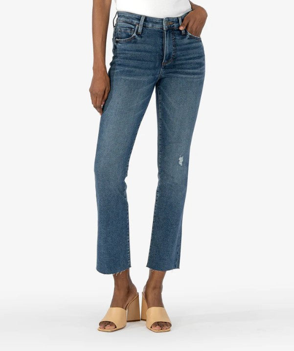 Kelsey High Rise Fab Ab Ankle Flare With Raw Hem- Kut from the Kloth