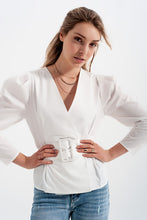 Load image into Gallery viewer, Puff Sleeve Top With Belt
