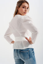 Load image into Gallery viewer, Puff Sleeve Top With Belt
