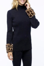 Load image into Gallery viewer, Ribbed Cotton/Cashmere with Faux Cheetah Cuffs - Tyler Boe
