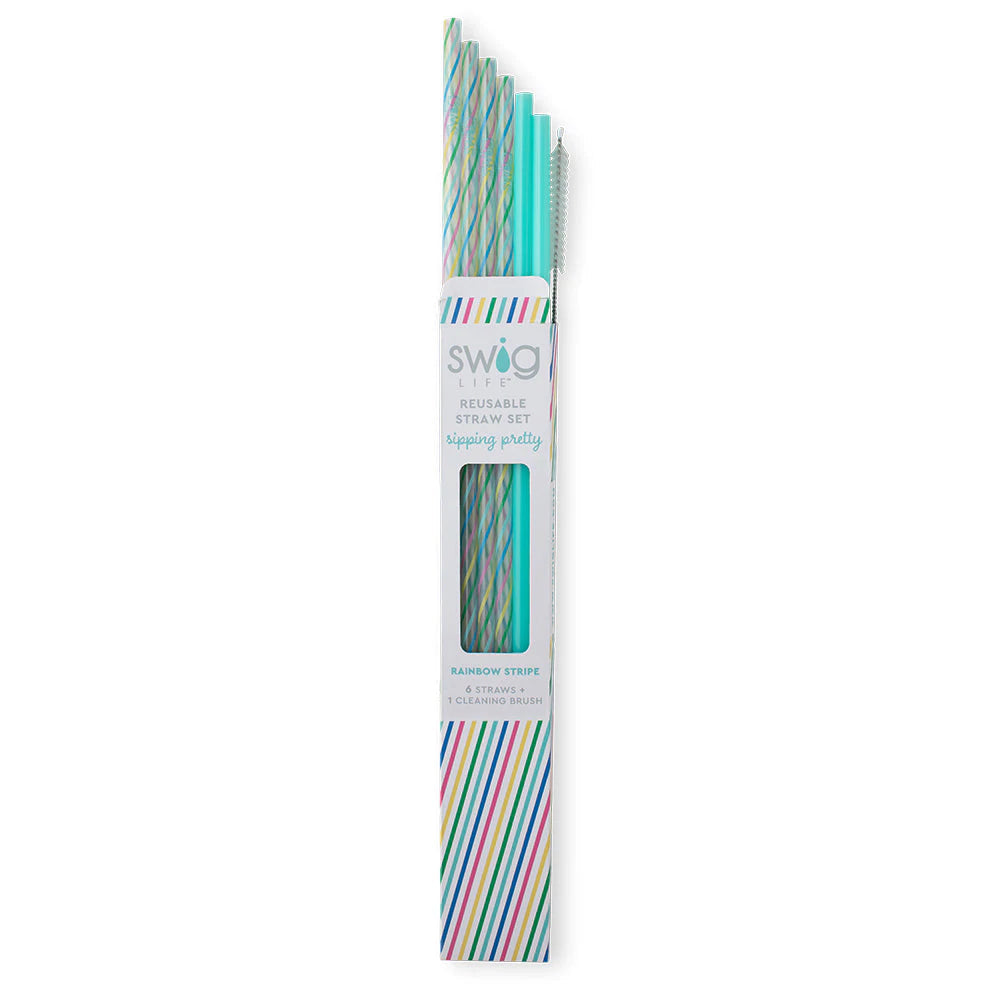 Rainbow Stripe Reusable Straw Set - Swig