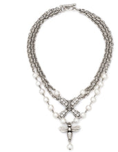 Load image into Gallery viewer, Triple Strand Pearls Silver Necklace - French Kande
