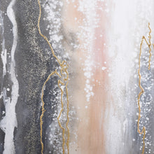 Load image into Gallery viewer, Hand painted canvas art with silver frame, featuring creamy tones and textured brushstrokes.
