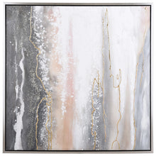 Load image into Gallery viewer, Elegant hand painted canvas art in creamy tones with silver frame.
